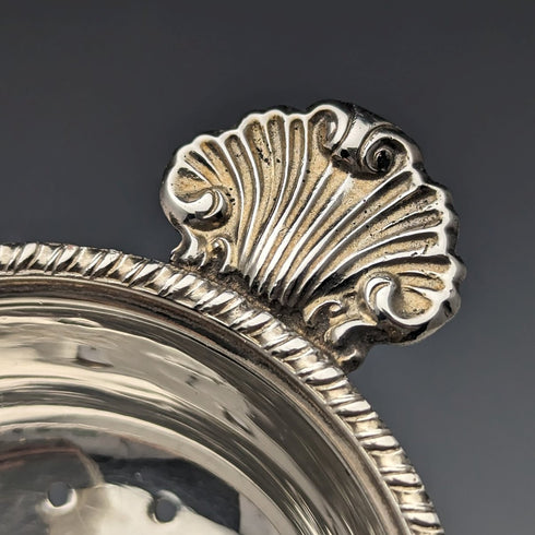 British Vintage Silver Plated Tea Strainer with Wooden Handle