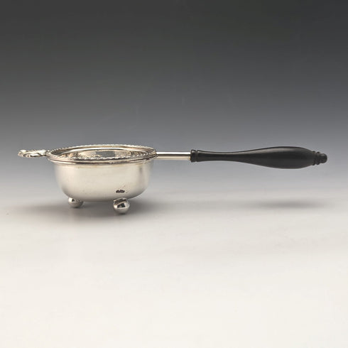 British Vintage Silver Plated Tea Strainer with Wooden Handle