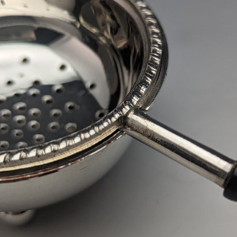 British Vintage Silver Plated Tea Strainer with Wooden Handle