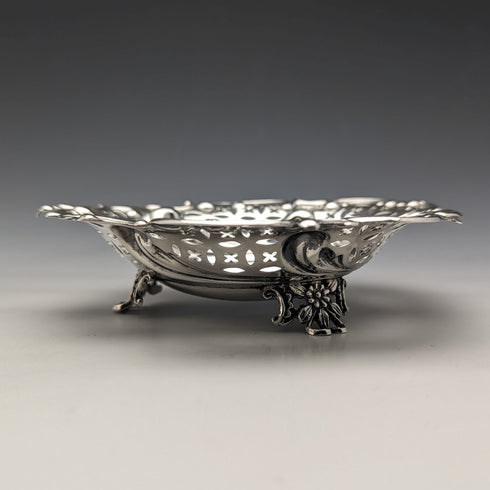 1895 年英國古董純銀一對乾糖果盤 128 克 William Hutton