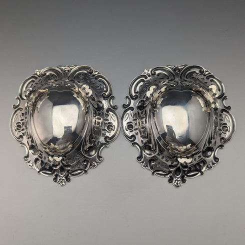 1895 年英國古董純銀一對乾糖果盤 128 克 William Hutton