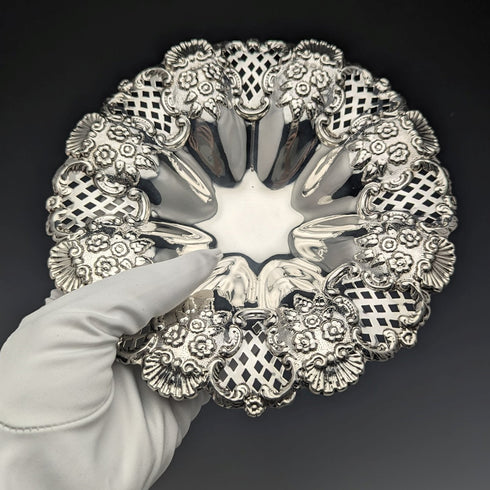 1901 年英國古董純銀高腳盤 182 克 William Davenport