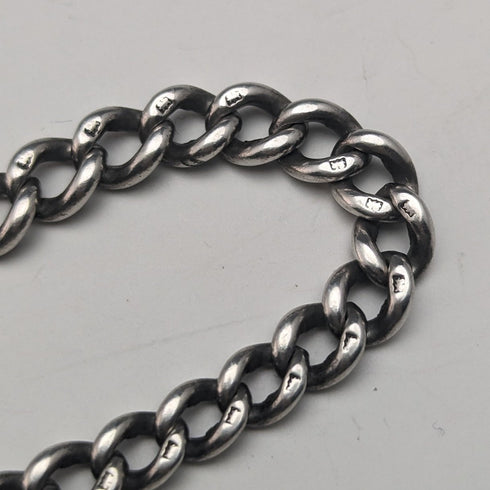 約 1925 年英國古董純銀阿爾伯特鏈 25 克爪子和碗扣