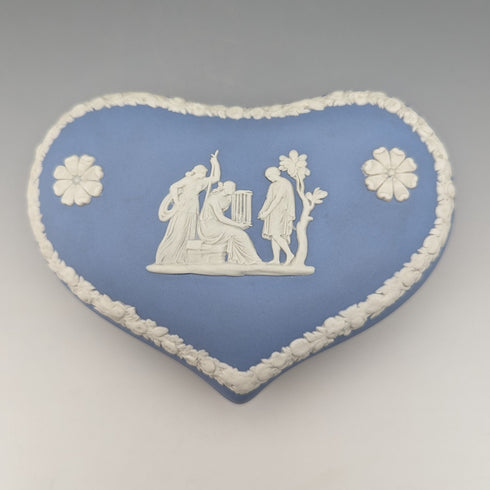 英國復古韋奇伍德碧玉心型盒架淡藍色