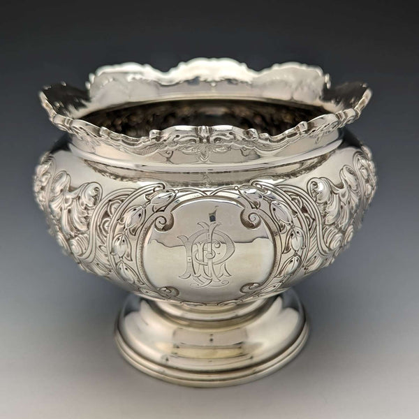 1900年 英国アンティーク 純銀製 ローズ・ボウル 367g Fattorini & Sons