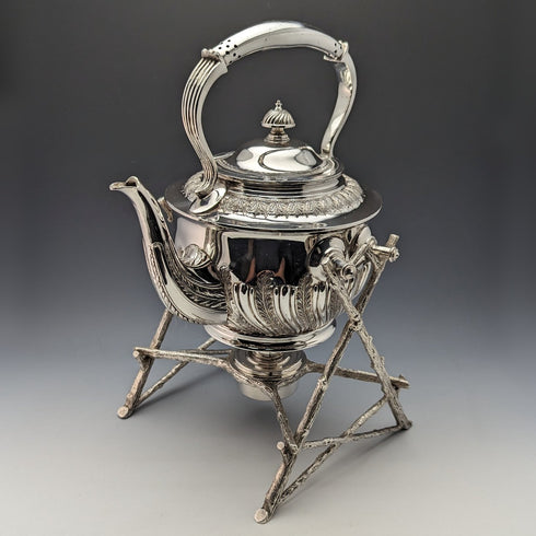 1900年頃 英国アンティーク シルバープレート製 ケトル&バーナースタンドセット Walker & Hall