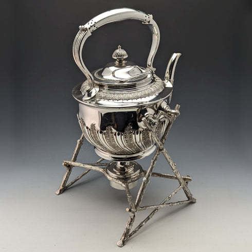 1900年頃 英国アンティーク シルバープレート製 ケトル&バーナースタンドセット Walker & Hall