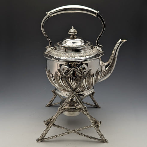 1900年頃 英国アンティーク シルバープレート製 ケトル&バーナースタンドセット Walker & Hall