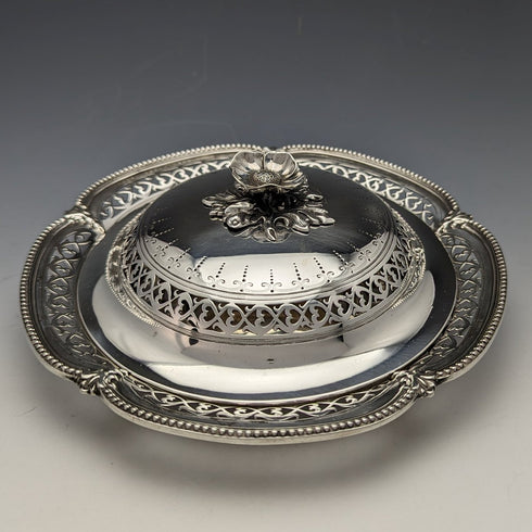 1866 年英國古董純銀帶蓋黃油盤 300 克亨利威爾金森