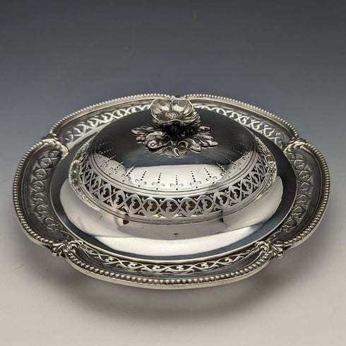 1866 年英國古董純銀帶蓋黃油盤 300 克亨利威爾金森