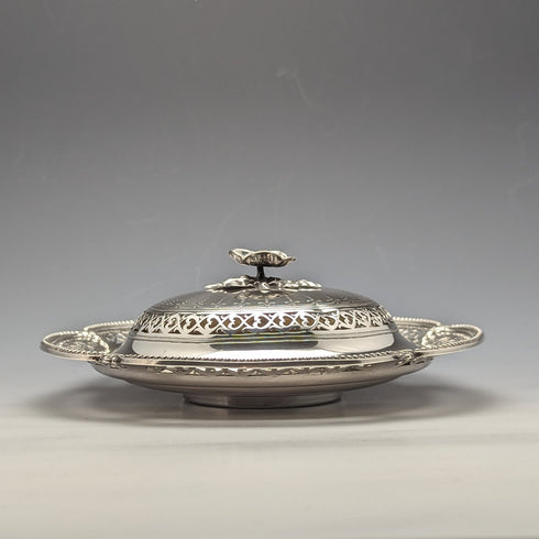 1866 年英國古董純銀帶蓋黃油盤 300 克亨利威爾金森