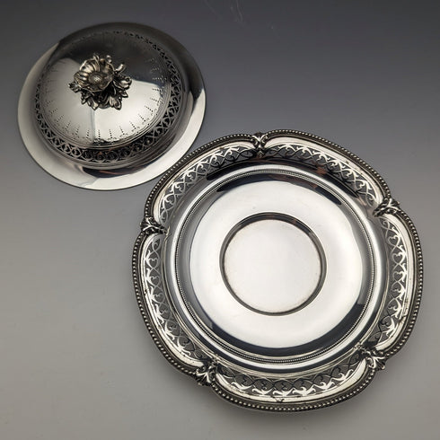 1866 年英國古董純銀帶蓋黃油盤 300 克亨利威爾金森