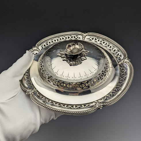 1866 年英國古董純銀帶蓋黃油盤 300 克亨利威爾金森