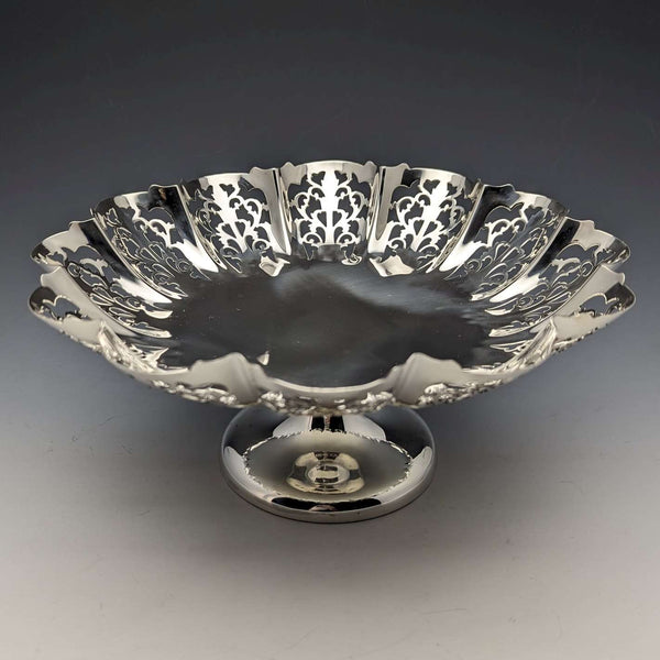 1933年 英国ヴィンテージ 純銀製 コンポート/タッツァ 428g 直径24cm Viners