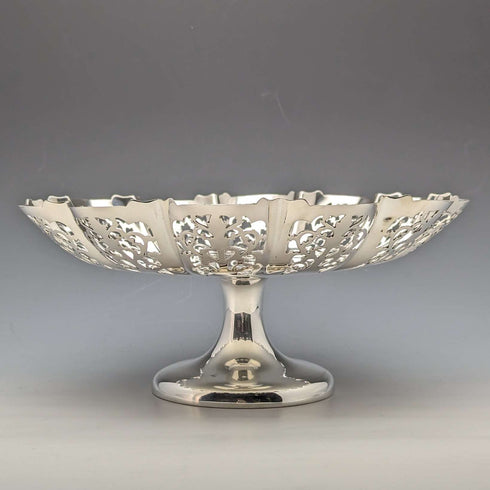 1933年 英国ヴィンテージ 純銀製 コンポート/タッツァ 428g 直径24cm Viners