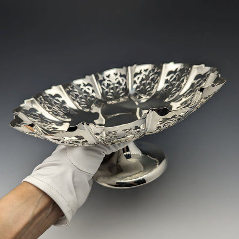 1933 British Vintage Sterling Silver Compote/Tazza 428g Diameter 24cm Viners