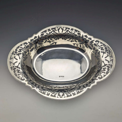 1912 年英國古董純銀盤籃 470 克 Fenton Brothers
