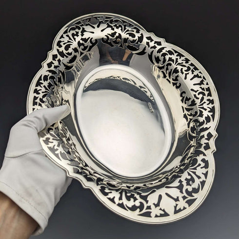 1912 年英國古董純銀盤籃 470 克 Fenton Brothers