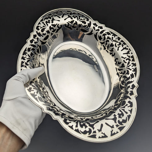 1912 年英國古董純銀盤籃 470 克 Fenton Brothers