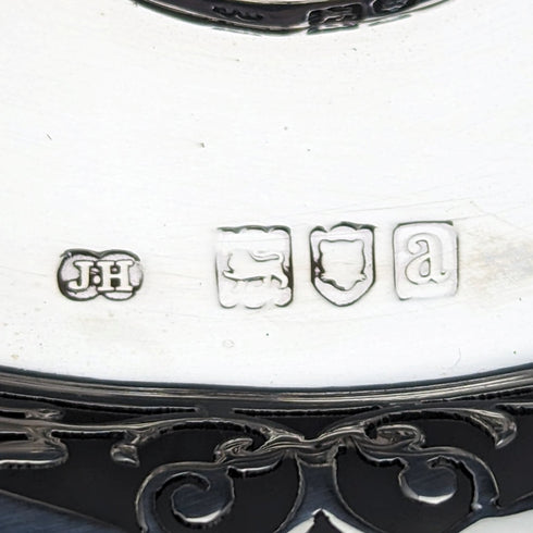 1896年 英国アンティーク 純銀製 インク壺&受け皿セット Sibray, Hall