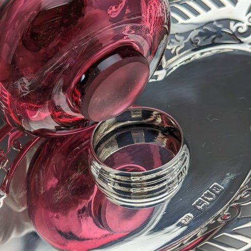 1896年 英国アンティーク 純銀製 インク壺&受け皿セット Sibray, Hall