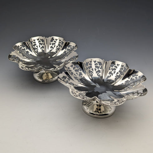 1933年 英国ヴィンテージ 純銀製 コンポート/タッツァ ペア 計335g Viners