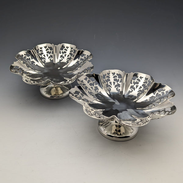 1933 British Vintage Sterling Silver Compote/Tazza Pair Total 335g Viners