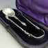 1875 British Antique Sterling Silver Tea Caddy Spoon & Tongs HENRY LIAS in Case