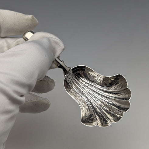 1857 British Antique Sterling Silver Tea Caddy Spoon Hilliard & Thomason