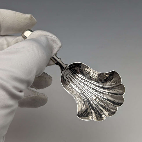 1857年 英国アンティーク 純銀製ティーキャディースプーン Hilliard & Thomason