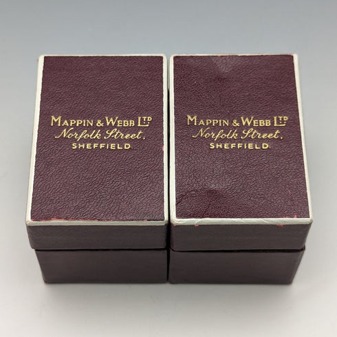 Circa 1960 British Vintage Sterling Silver Napkin Ring Pair Mappin & Webb Paper Box
