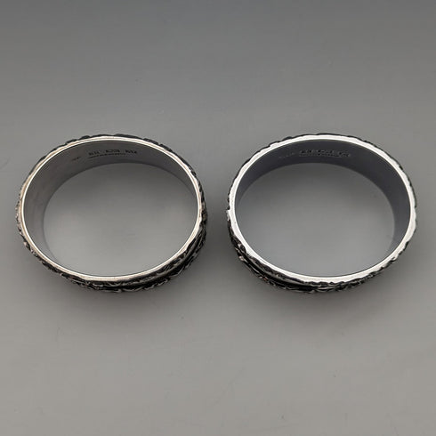 Circa 1960 British Vintage Sterling Silver Napkin Ring Pair Mappin & Webb Paper Box
