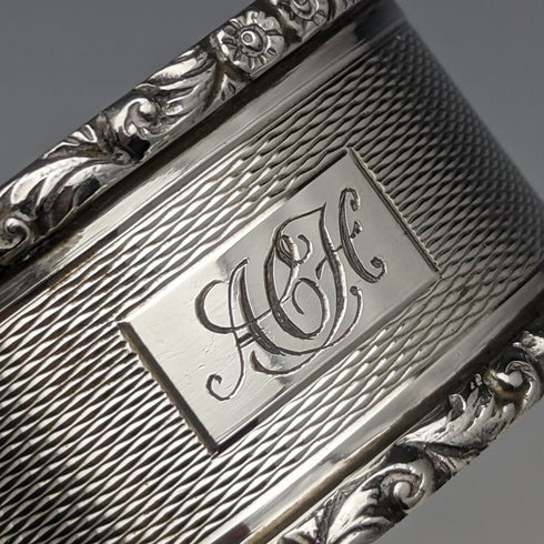 Circa 1960 British Vintage Sterling Silver Napkin Ring Pair Mappin & Webb Paper Box