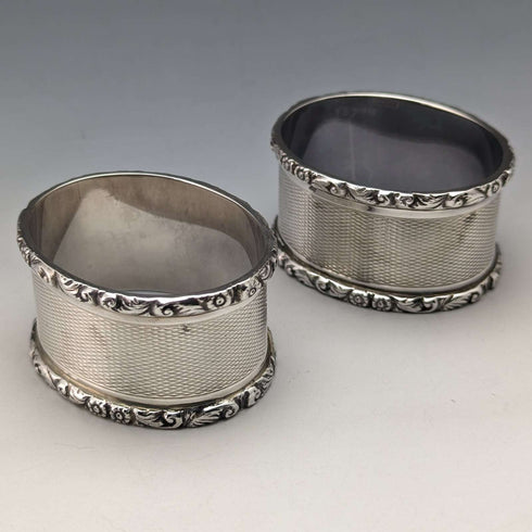 1960年頃 英国ヴィンテージ 純銀製 ナプキンリング ペア Mappin & Webb 紙箱入り
