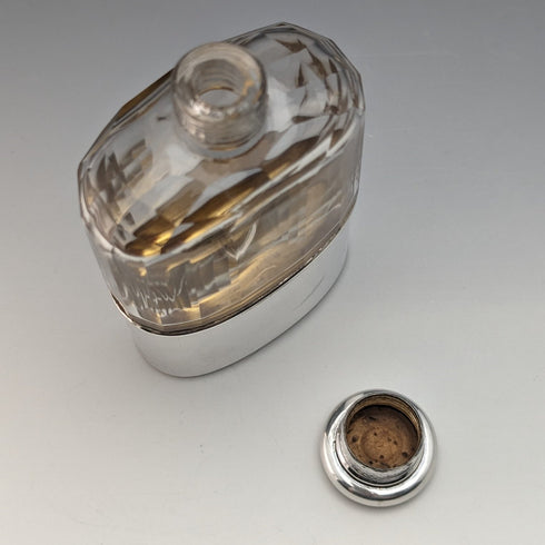 1900年 英国アンティーク 純銀蓋 ガラススキットル ヒップフラスコ Mappin Brothers