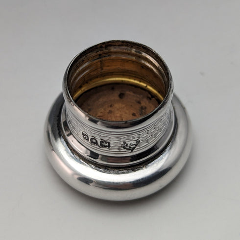 1900年 英国アンティーク 純銀蓋 ガラススキットル ヒップフラスコ Mappin Brothers