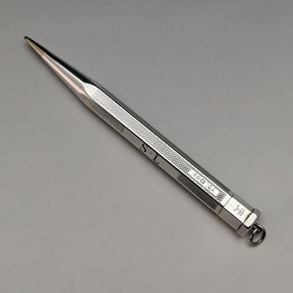 1964 British Vintage Yard O Red Hexagon Sterling Silver Propelled Mini Pencil
