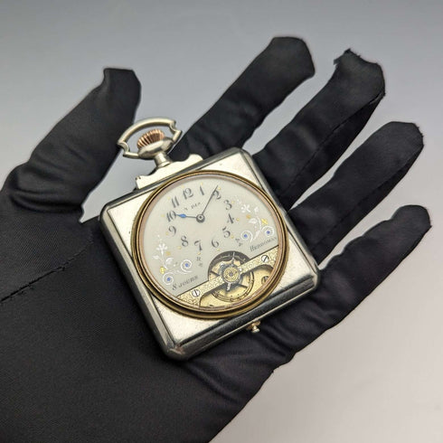 Antique Hebdomas 8 day pocket watch square case in good working order