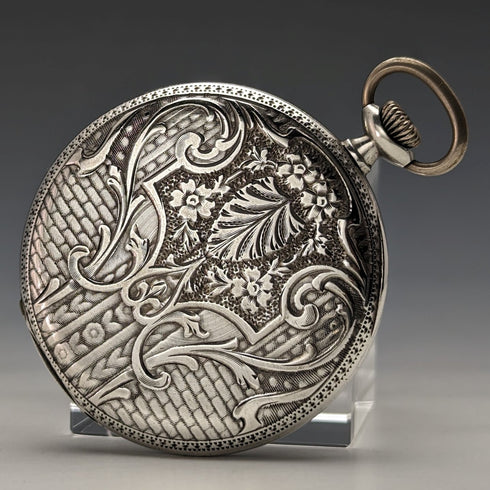 Antique Swiss Longbeen pocket watch thin silver side hunter case in good working order