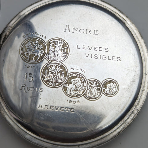 Antique Swiss Longbeen pocket watch thin silver side hunter case in good working order