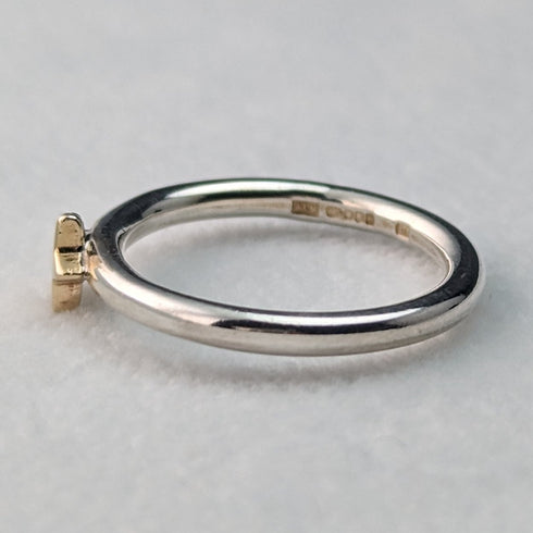 British Jewelry 9ct Gold Star Sterling Silver Ring Ring ALM