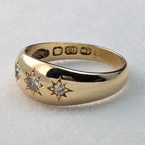 1899 年英國古董珠寶 18K 鑽石吉普賽戒指戒指