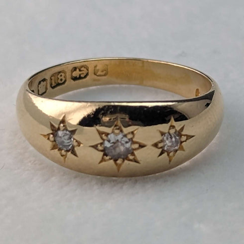 1899 年英國古董珠寶 18K 鑽石吉普賽戒指戒指