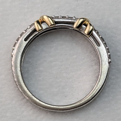 British Vintage Jewelry Mele Diamond & 9ct Gold & Sterling Silver Ring