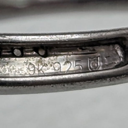 British Vintage Jewelry Mele Diamond & 9ct Gold & Sterling Silver Ring