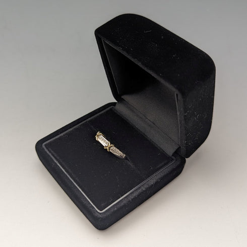 British Vintage Jewelry Mele Diamond & 9ct Gold & Sterling Silver Ring