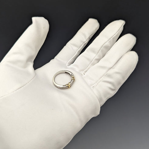 British Vintage Jewelry Mele Diamond & 9ct Gold & Sterling Silver Ring