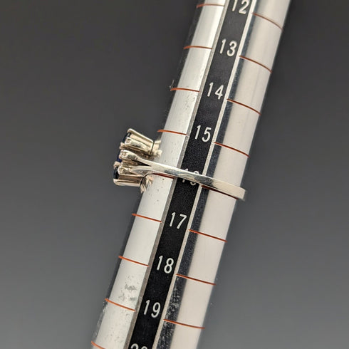 British Vintage Jewelry Blue & White Stone Sterling Silver Ring