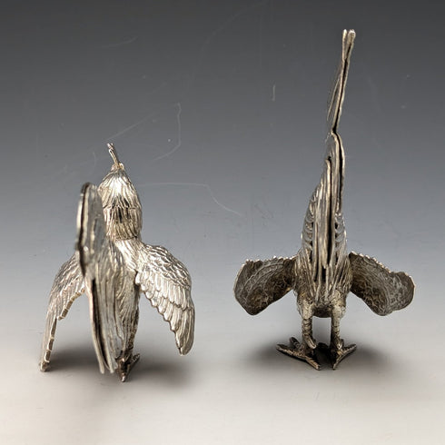 1962年 ドイツヴィンテージ 純銀製 闘鶏フィギュリン ペア 計242g Israel Freeman