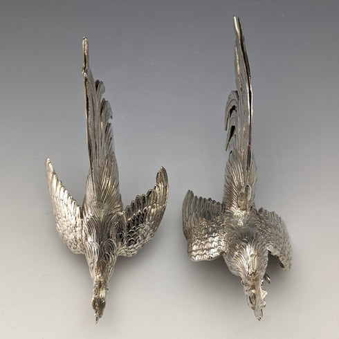 1962年 ドイツヴィンテージ 純銀製 闘鶏フィギュリン ペア 計242g Israel Freeman